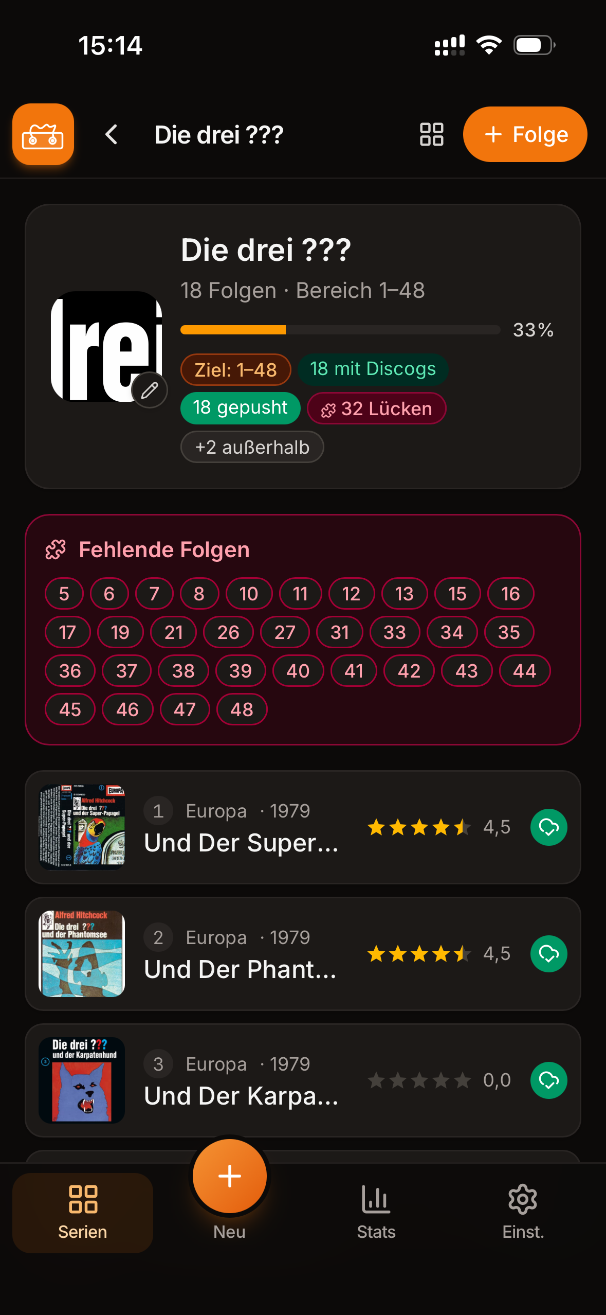 Bandsalat — Serien-Übersicht mit Lückenanalyse und Folgenliste
